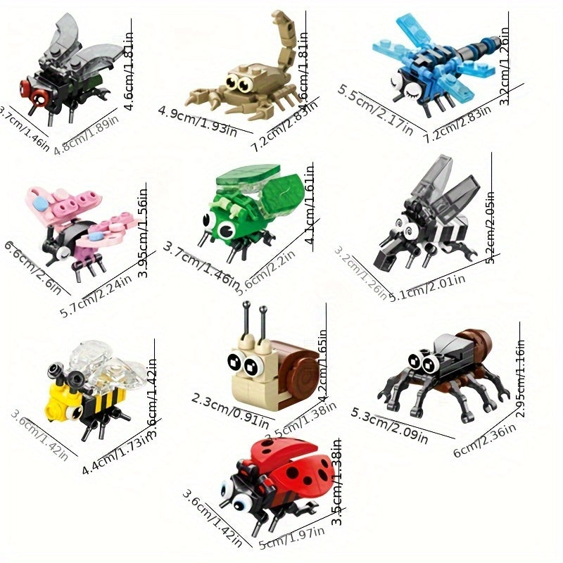 Educational Building Blocks 20pcs - Insect & Marine Animals Models Toy for Kids