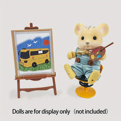 Classroom Dollhouse Accessory Kit Colorful Desk Chairs Blackboard Easel Playset