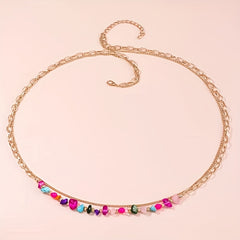 Double Layer Beaded Waist Chain Golden Chain Belt Summer Beach Belly Chain Dress