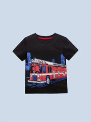 Boy's Fire Truck Graphic Cotton T shirt 3D Print Casual Tee Kid's Clothing
