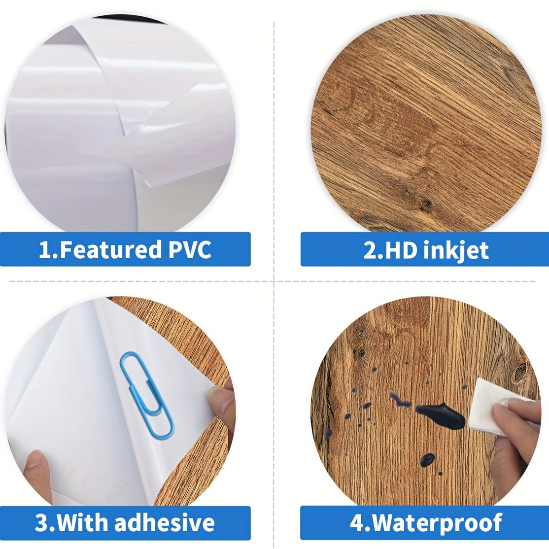 5pcs Wood Pattern Floor Sticker Waterproof Tile Sticker Home Decor 0.7mm