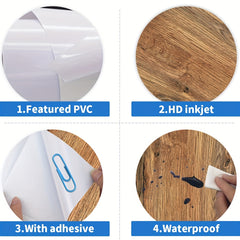 5pcs Wood Pattern Floor Sticker Waterproof Tile Sticker Home Decor 0.7mm