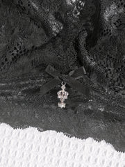Floral Lace Wireless Halter Bow Tie Bra