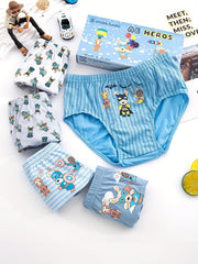5pcs Boy's Cotton Triangle Panties Multiple Colors Elastic Waist Underwear