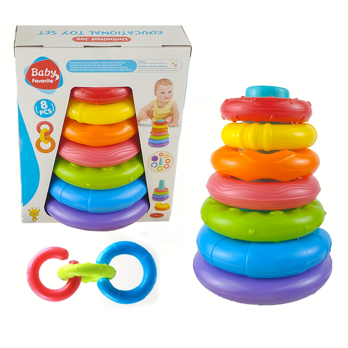 Rainbow Stacking Rings for Kids PE Material Toy