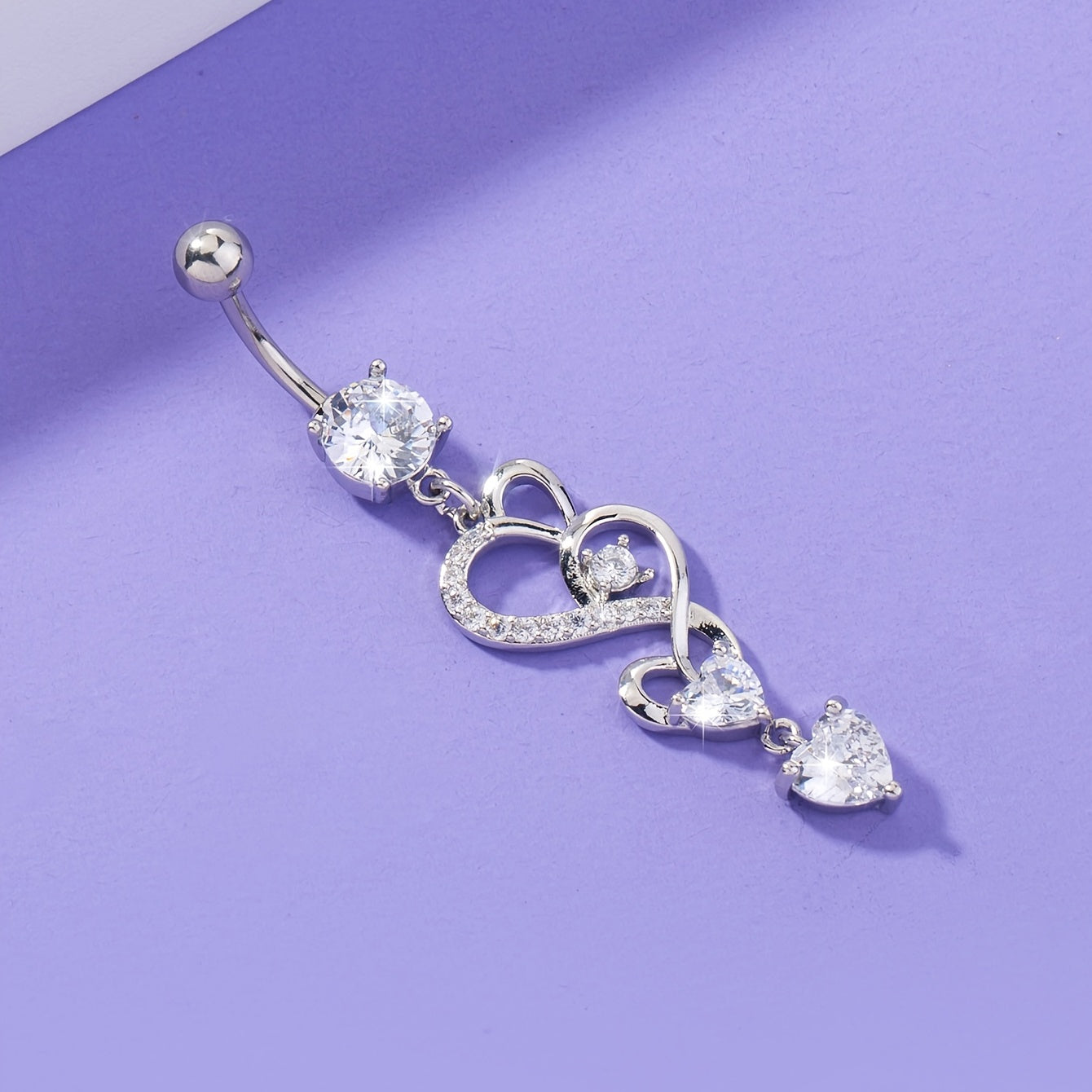 Heart Shape Belly Button Ring Dangle Body Piercing Jewelry
