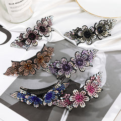 Flower Rhinestone Hair Clips Ponytail Holder Hair Accessories