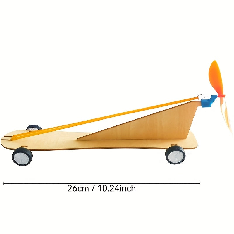 DIY Wooden Rubber Wind Turbine Kit Educational Science Project for Kids