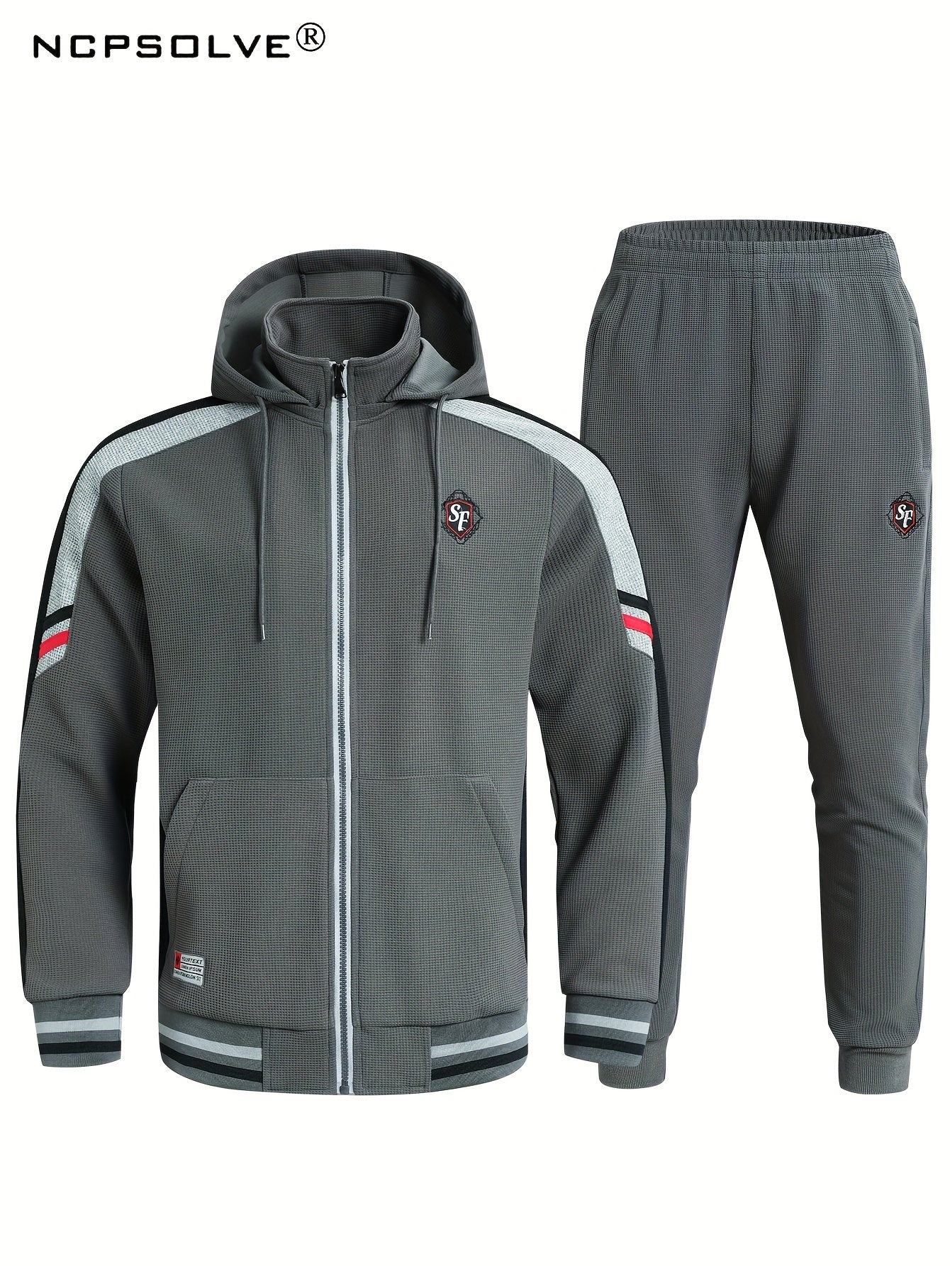 Men's Zip Up Hoodie Joggers Set for Fitness