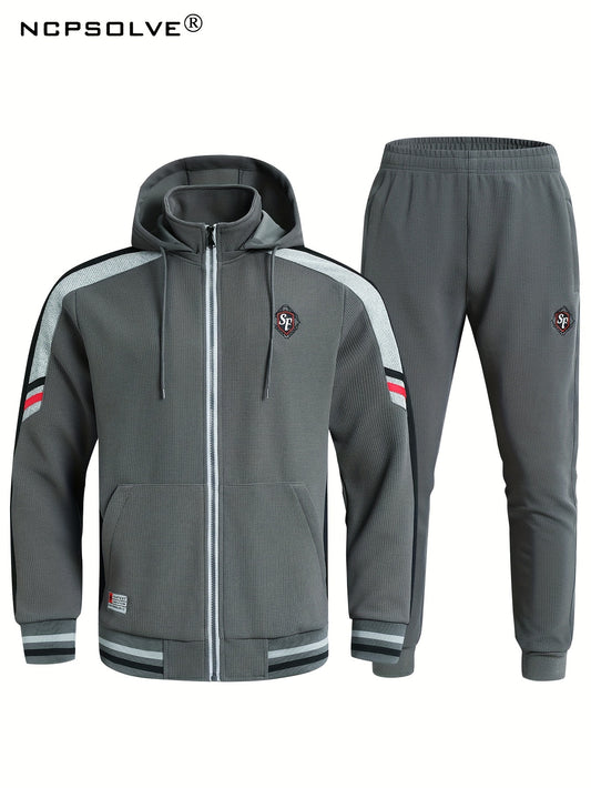 Men's Zip Up Hoodie Joggers Set for Fitness