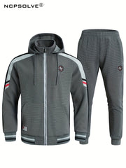 Men's Zip Up Hoodie Joggers Set for Fitness
