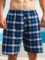 Men's Cotton Plaid Loose Fit Shorts for Summer