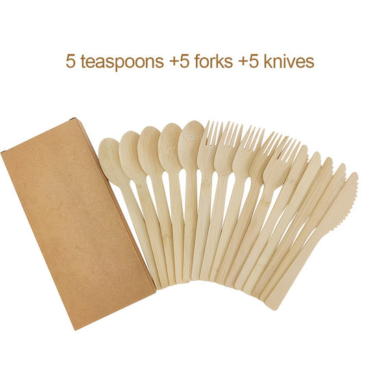 15pcs Bamboo Tableware Set Durable Eco-Friendly