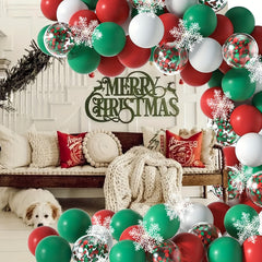 Christmas Balloons Arch Garland Kit - Red Green Confetti Balloons