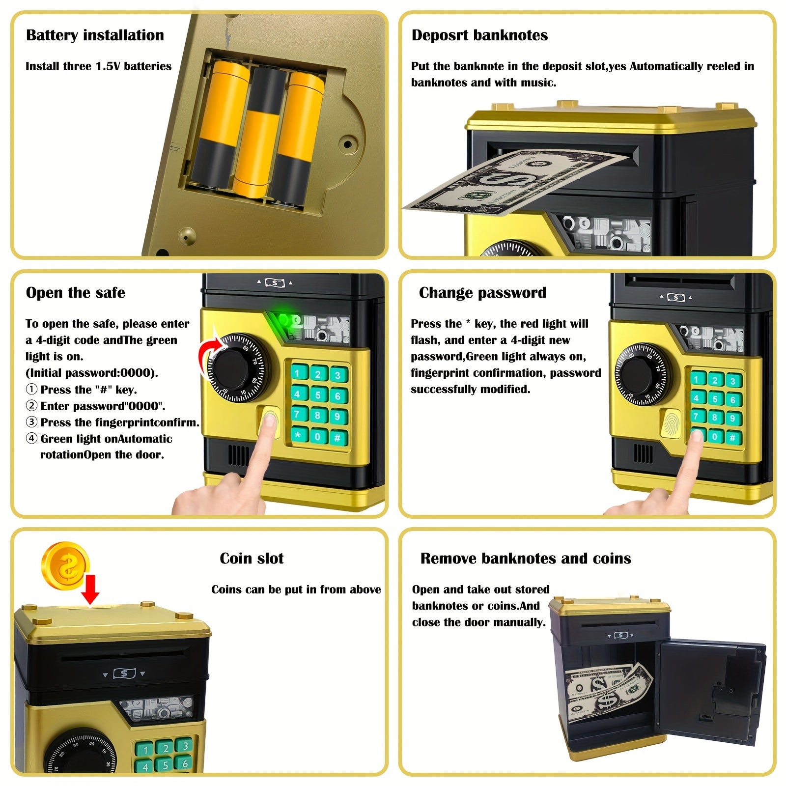 Secure Electronic Coin Bank with Password and Fingerprint Unlock