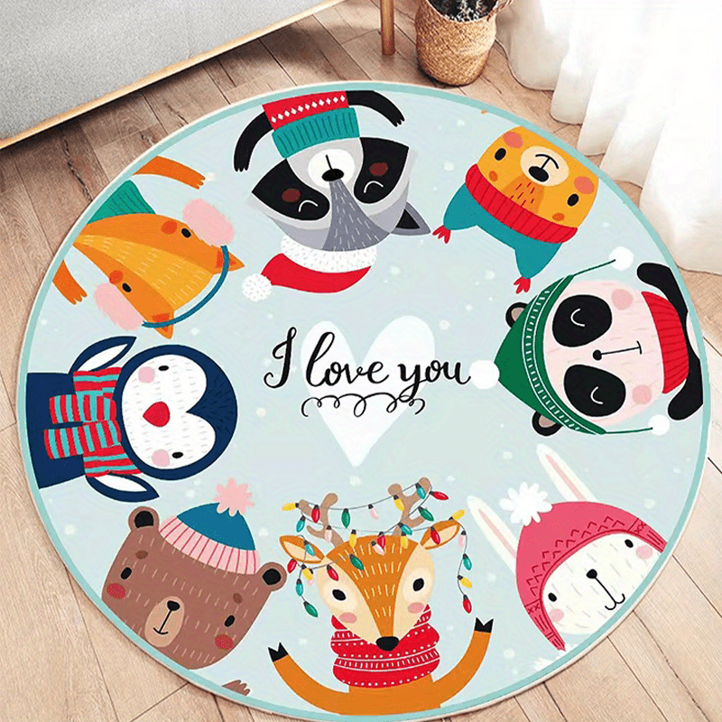 Cartoon Animal Round Play Pad Crawling Mat for Kids