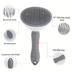 Self Cleaning Dog Slicker Brush Comb Shedding Gentle Stainless Steel Tee