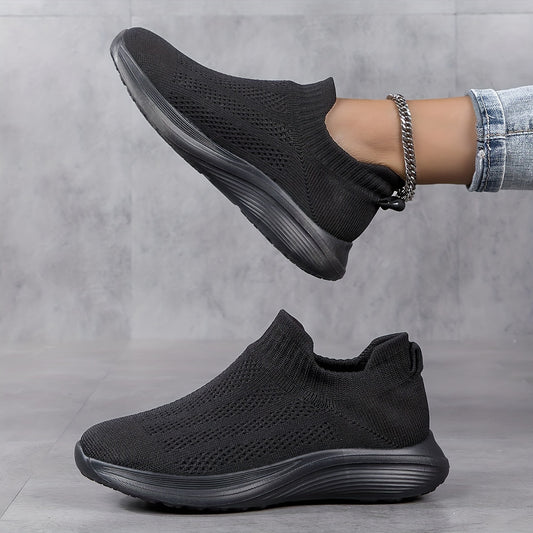 Men's Solid Knit Sock Shoes Non Slip Slip On Sneakers