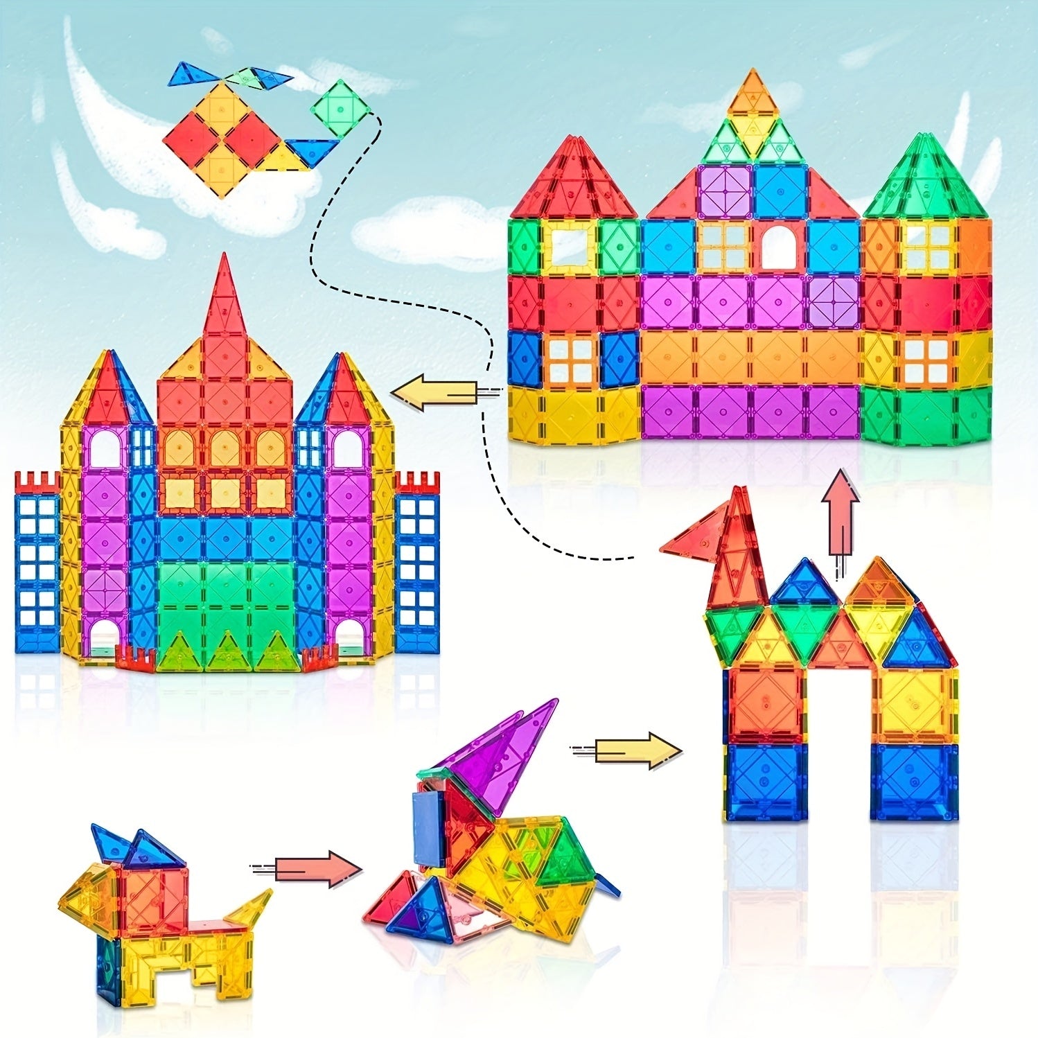 61-Piece Magnetic Building Block Set for Children 3D Magnetic Tiles