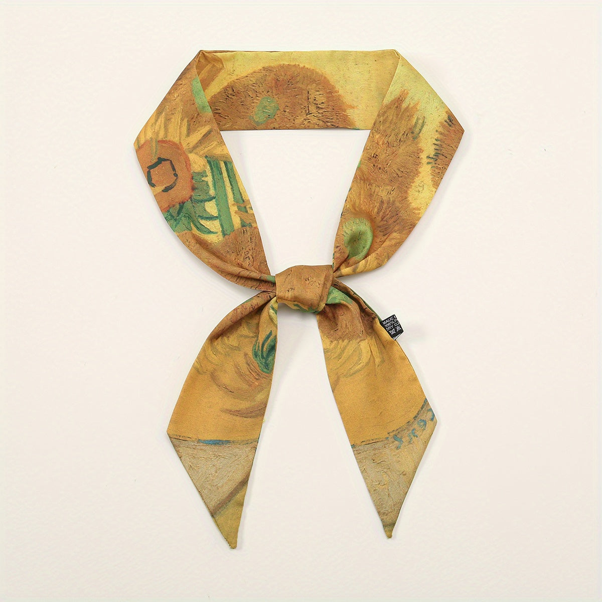 Skinny Scarf Oil Painting Print Long Ribbon Neckerchief Women Casual Necktie