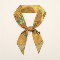 Skinny Scarf Oil Painting Print Long Ribbon Neckerchief Women Casual Necktie