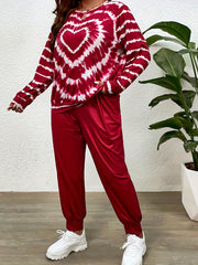  Tie Dye Heart Print Top & Joggers Set