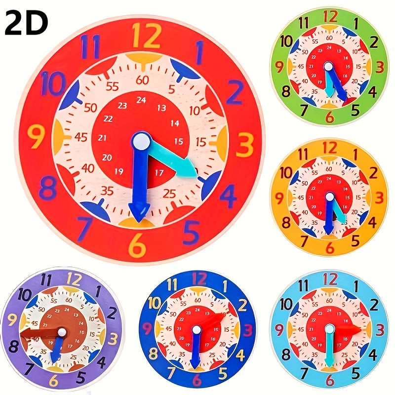 Wooden Clock Toy for Kids 3+ Learn Time Quartz Movement