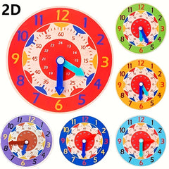 Wooden Clock Toy for Kids 3+ Learn Time Quartz Movement