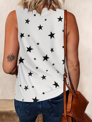  Star Print Round Neck Tank Top