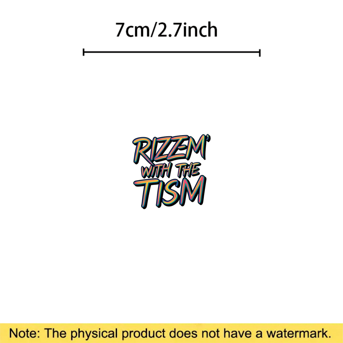 Rizz M' with the Tism Sticker Vibrant Rainbow Text Funny Autism Car Sticker