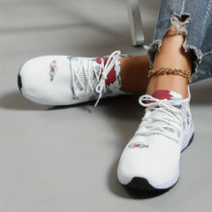 Women's Floral Sneakers Lace Up Non slip Casual Shoes