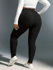  Ribbed High Rise Skinny Trousers