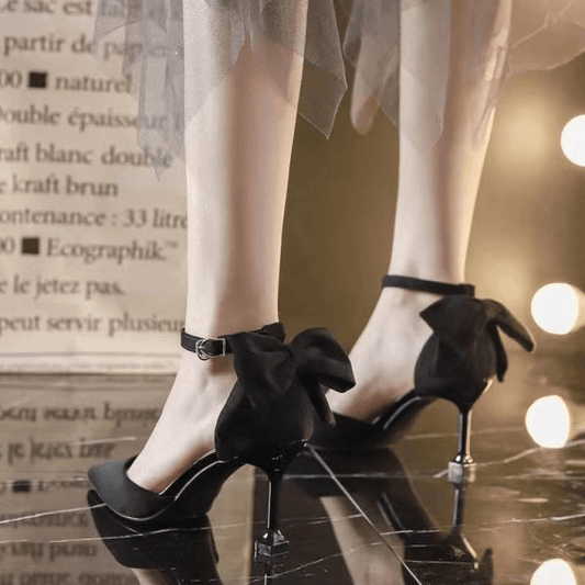 Women's Bow Tie High Heels Ankle Strap Pumps