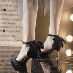 Women's Bow Tie High Heels Ankle Strap Pumps