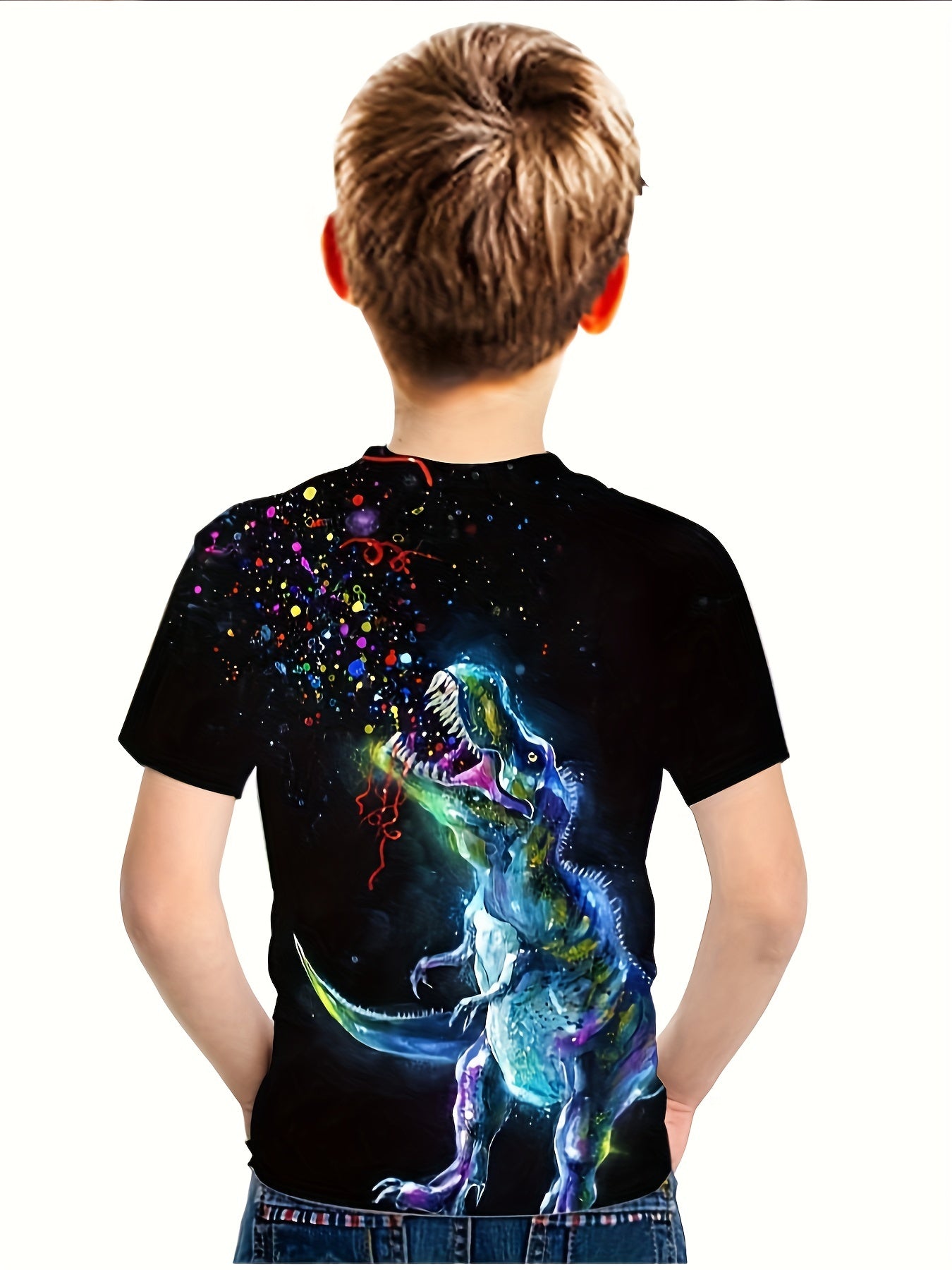 Kids Polka Dot Dinosaur 3D Print T-shirt Short Sleeve Tee