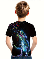 Kids Polka Dot Dinosaur 3D Print T-shirt Short Sleeve Tee