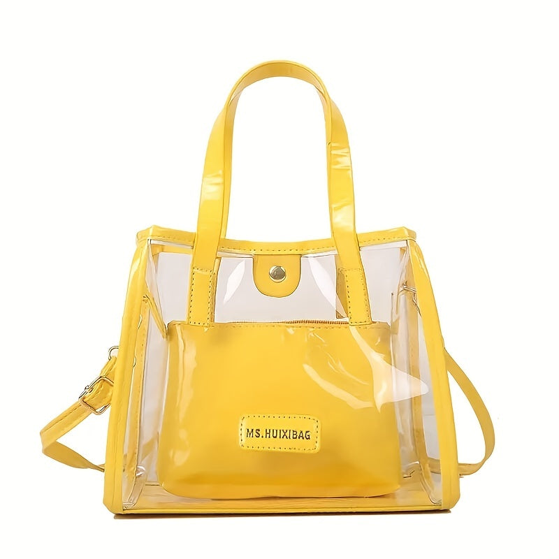 2Pcs Transparent Tote Bag Set Waterproof PVC Jelly Bag
