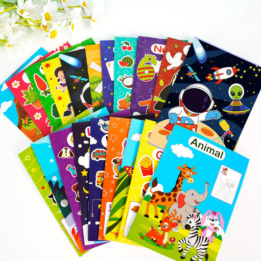 18pcs Mini Coloring Book Set Assorted Themes Paper Craft Kits for Drawing