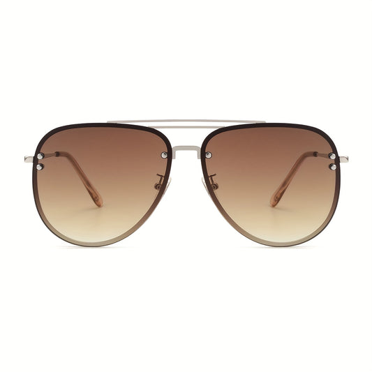 OUWEN Oversized Aviator Polarized Sunglasses Gradient Tea Lens