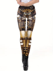 Machine Graphic Print Leggings High Waist Casual Sports Pants