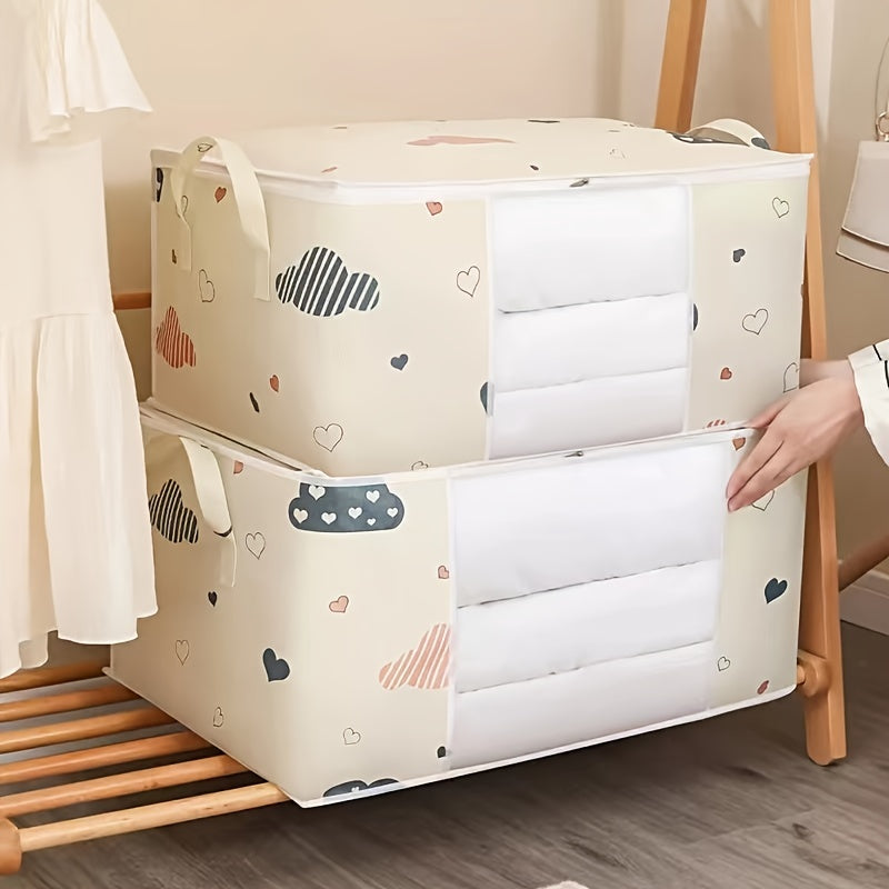 Large Quilt Storage Bag with Handle, Zipper Closet Storage Box