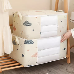 Large Quilt Storage Bag with Handle, Zipper Closet Storage Box