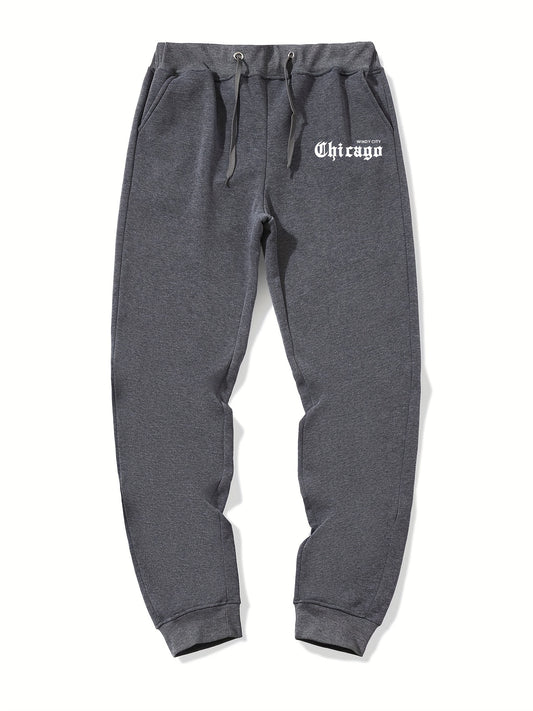 Chicago Letter Print Casual Joggers Men's Sweatpants
