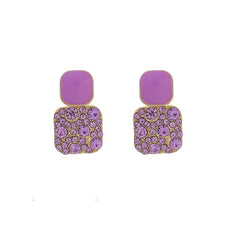 Purple Rhinestone Pendant Earrings Vintage Jewelry For Women Girls