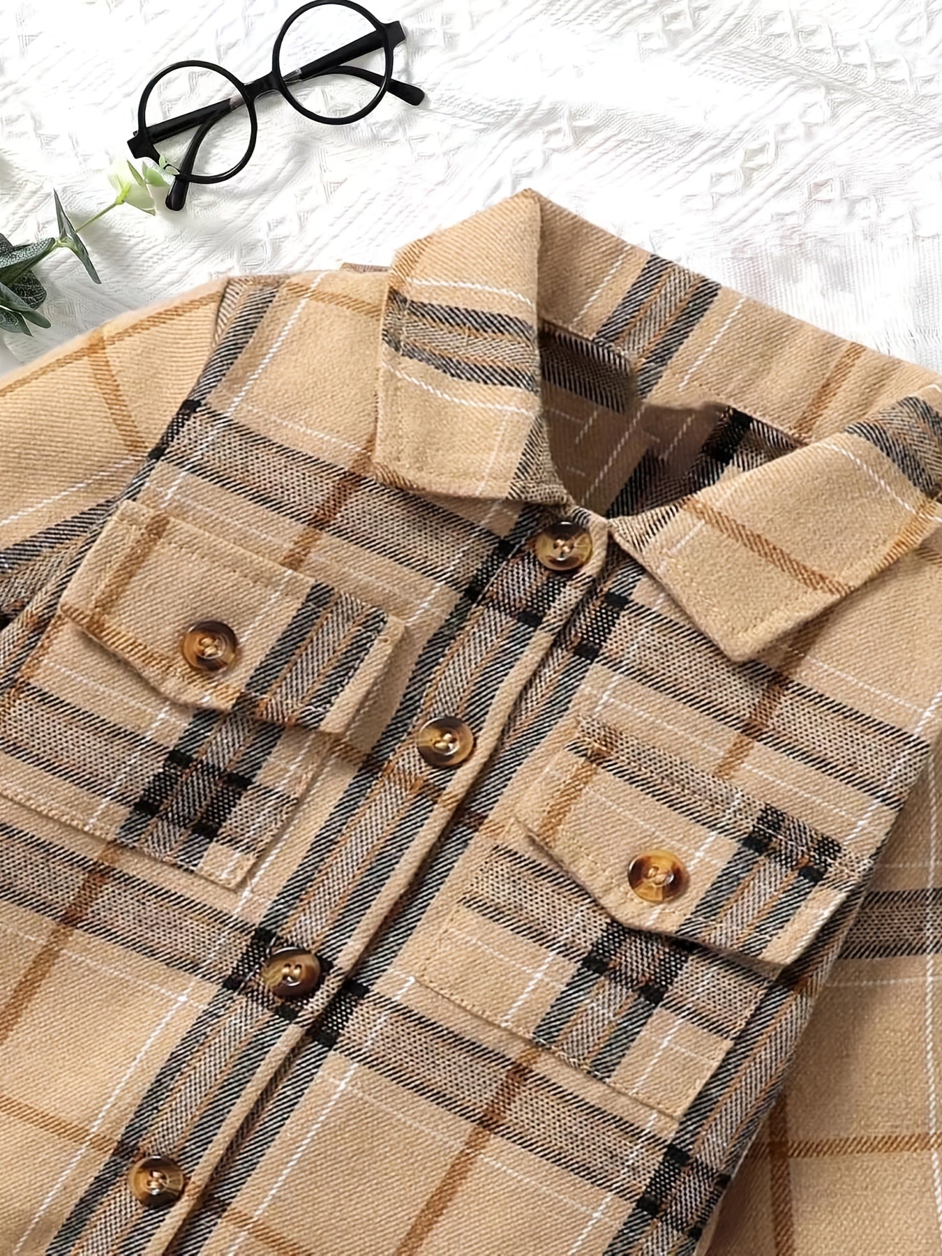 Boy Plaid Shirt Romper Flannel Long Sleeve Oversized Tops Button Down