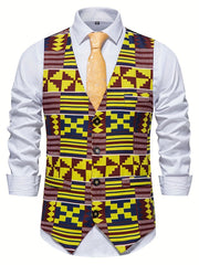 Bohemian Pattern Single Breasted Retro Suit Vest For Men