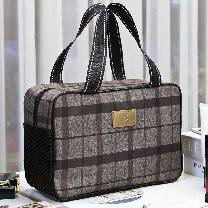 Plaid Print Makeup Bag Cosmetic Organizer Large Capacity Pouch