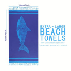 1pc Soundproof Beach Towel Oversized Quick Dry Tassel Travel Gym