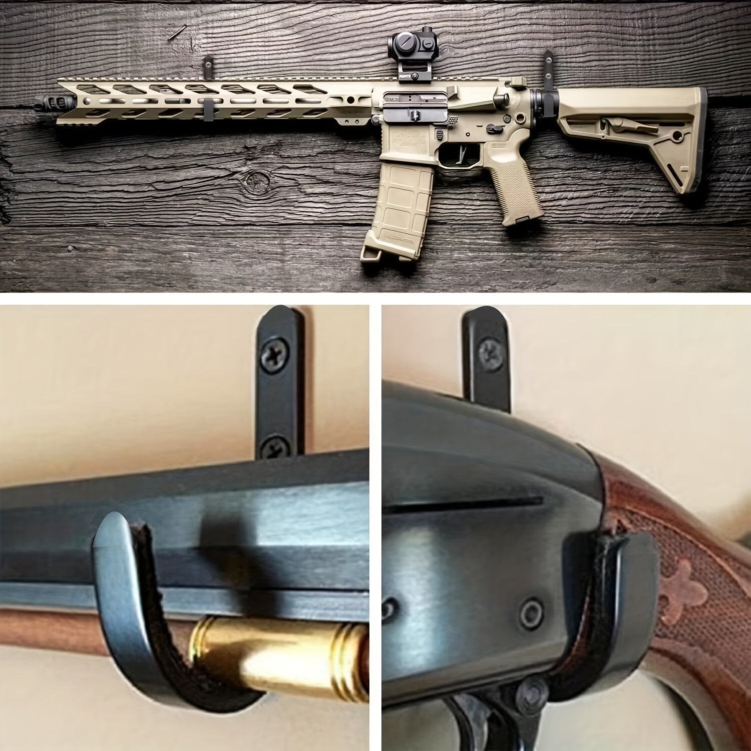 Horizontal Gun Rack Rifle Shotgun Bow Storage Metal Wall Mount Hangers