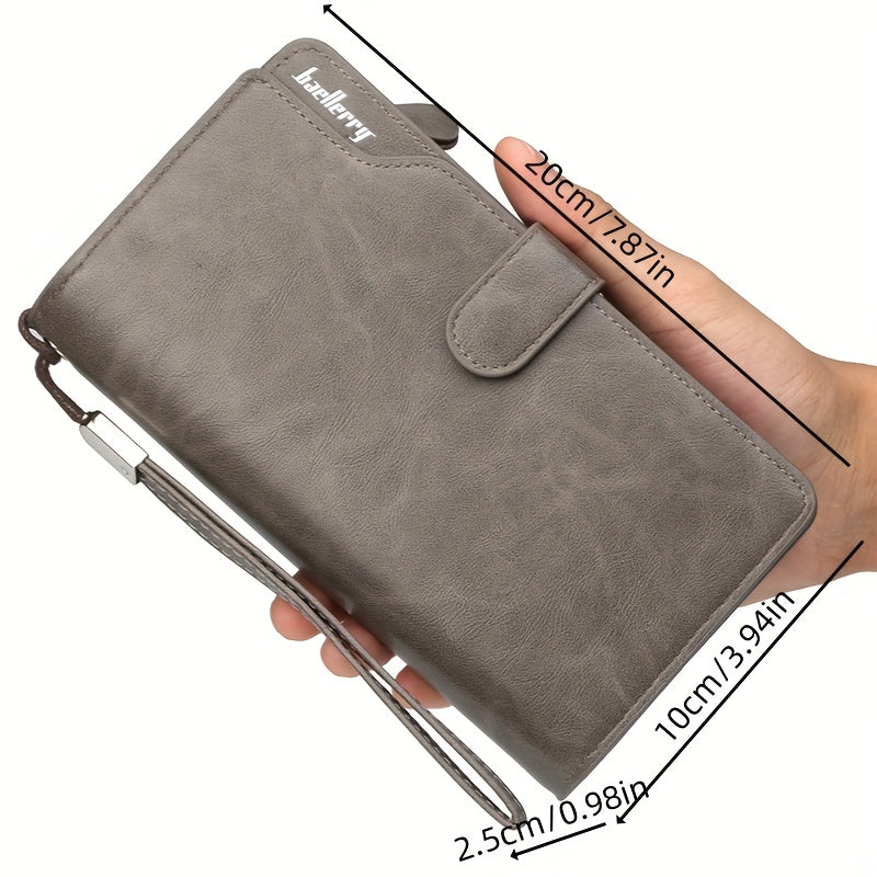 Men's Leather Trifold Wallet with Card Slots and Zipper Coin Purses